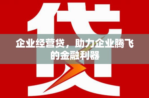 峡江企业经营贷，助力企业腾飞的金融利器