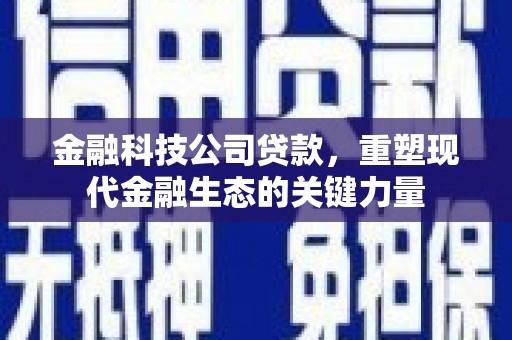 峡江金融科技公司贷款，重塑现代金融生态的关键力量