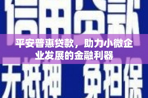 峡江平安普惠贷款，助力小微企业发展的金融利器