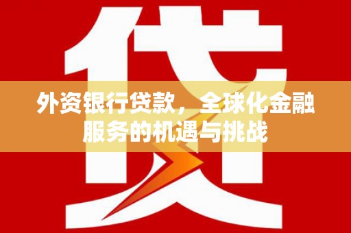 峡江外资银行贷款，全球化金融服务的机遇与挑战